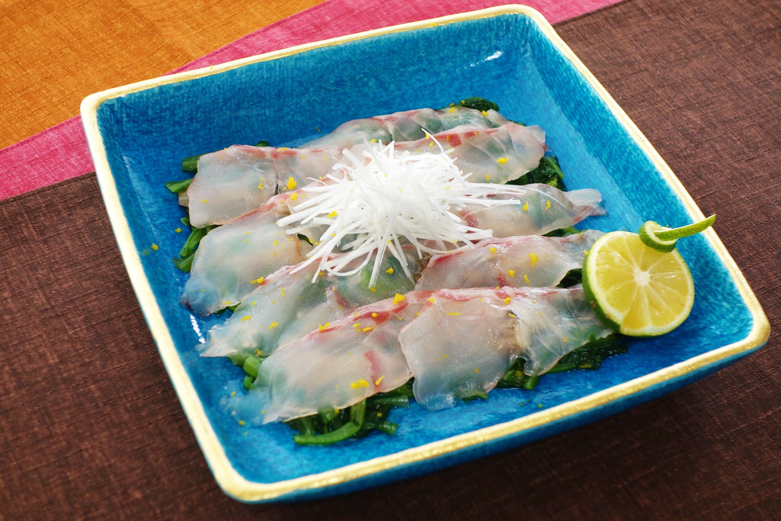 マハタ昆布締め 菊菜のスダチ酢浸し 海の恵み 食の底力 Japan 公式レシピサイト