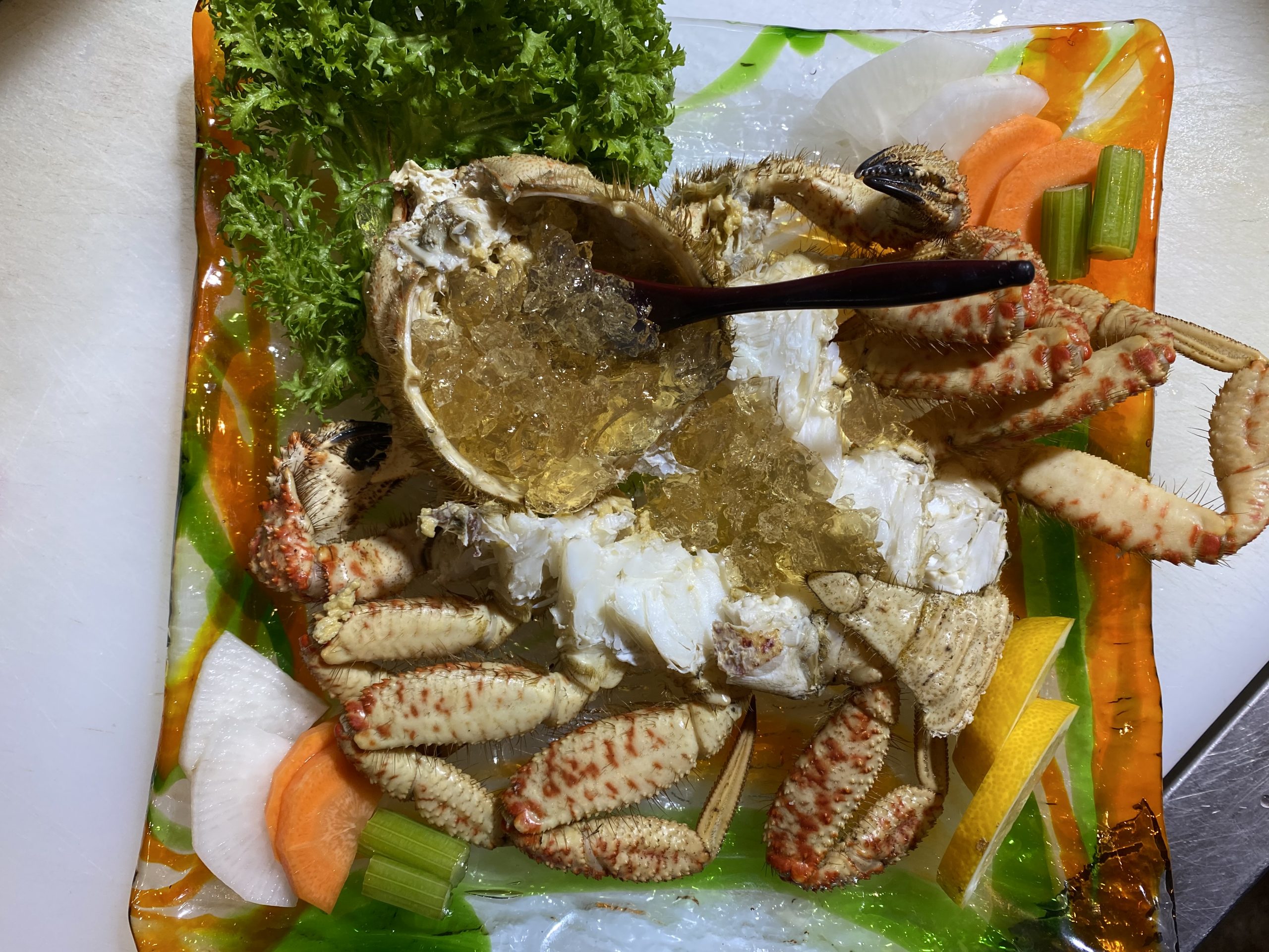 活きくりがにの塩蒸し自家製三杯酢ゼリー添え 地物の野菜も一緒に 海の恵み 食の底力 Japan 公式レシピサイト